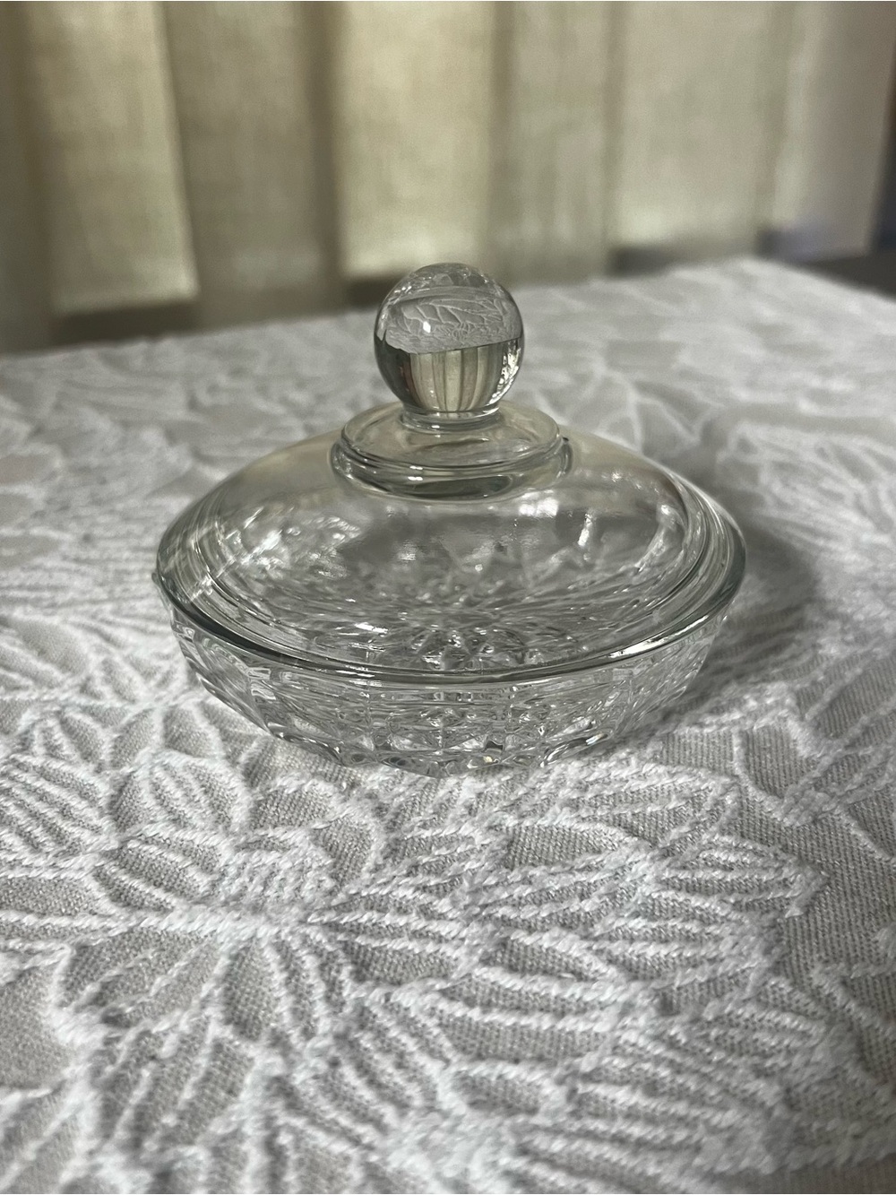 Vintage Anchor Hocking Clear Glass Dish with Knob Lid